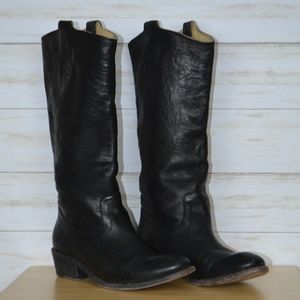 Frye Black Vintage Carson Tab Pull On Riding Boot